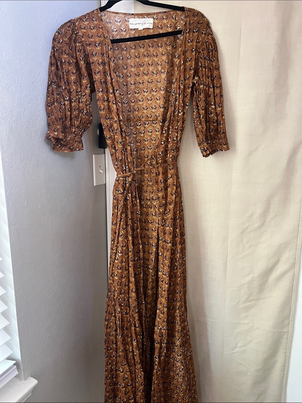 Boho Brown Floral Wrap Maxi Dress - Picture 3 of 7